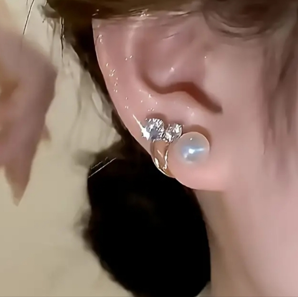 Shiny zirconia Imitation Pearl Stud Fashion Earrings